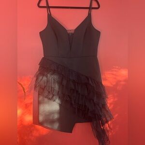 BCBG Black Asymmetrical Ruffle Dress